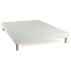 Ensemble Matelas Latex Abondance + Sommier + Pieds -Lematelas Soldes Boutique sommier tapissier blanc a lattes recouvertes 140x190 1