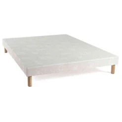 Ensemble Matelas Mousse Tranquillité + Sommier + Pieds 7 Ensemble Matelas Mousse Tranquillité + Sommier + Pieds -Lematelas Soldes Boutique sommier tapissier blanc lattes recouvertes 140x190 1