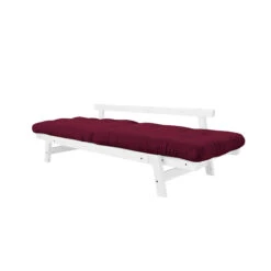 Banquette Ajustable STEP En Pin Massif Blanc Matelas Inclus 2x70x100 -Lematelas Soldes Boutique step bordeaux fond blanc 1