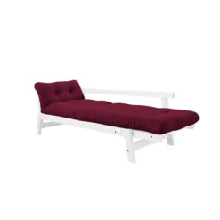 Banquette Ajustable STEP En Pin Massif Blanc Matelas Inclus 2x70x100 -Lematelas Soldes Boutique step bordeaux fond blanc 2