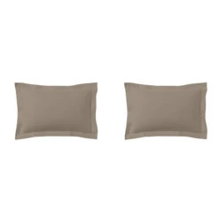 Lot De 2 Taies D'oreillers Biscuit 100% Coton 6 Lot De 2 Taies D'oreillers Biscuit 100% Coton -Lematelas Soldes Boutique taie oreiller coton biscuit fond blanc 3