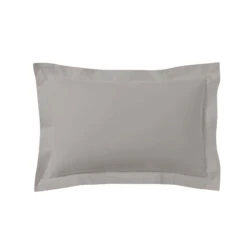 Lot De 2 Taies D'oreillers Gris Mastic 100% Coton -Lematelas Soldes Boutique taie oreiller coton mastic fond blanc 4