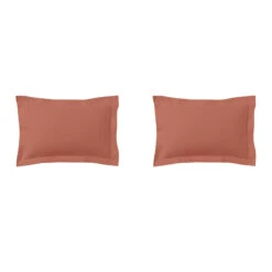 Lot De 2 Taies D'oreillers Terracotta 100% Coton -Lematelas Soldes Boutique taie oreiller coton terracotta fond blanc 3