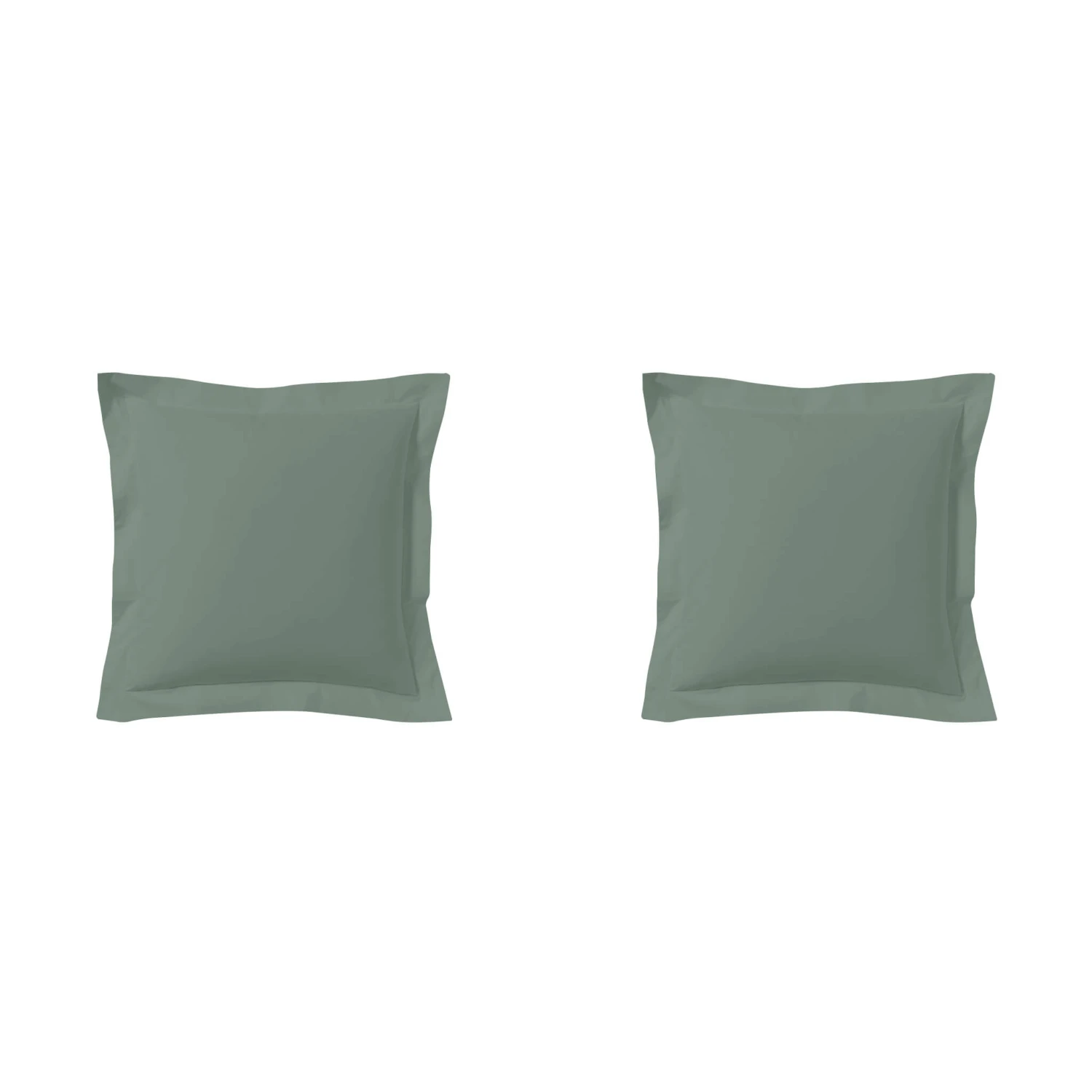 Lot De 2 Taies D'oreillers Vert De Gris 100% Coton 1 Lot De 2 Taies D'oreillers Vert De Gris 100% Coton