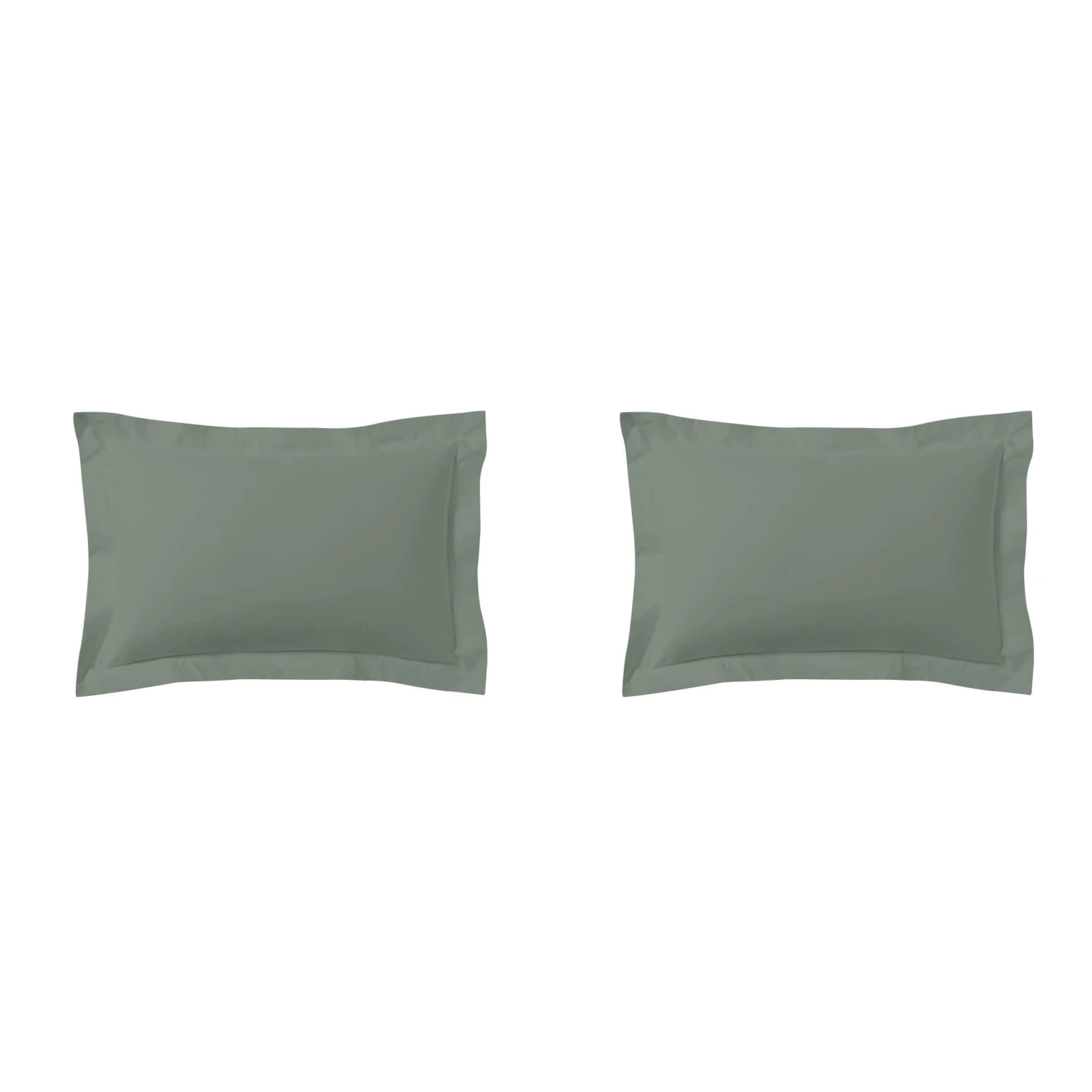Lot De 2 Taies D'oreillers Vert De Gris 100% Coton 3 Lot De 2 Taies D'oreillers Vert De Gris 100% Coton – Image 3