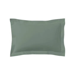 Lot De 2 Taies D'oreillers Vert De Gris 100% Coton 7 Lot De 2 Taies D'oreillers Vert De Gris 100% Coton -Lematelas Soldes Boutique taie oreiller coton vert de gris fond blanc 4
