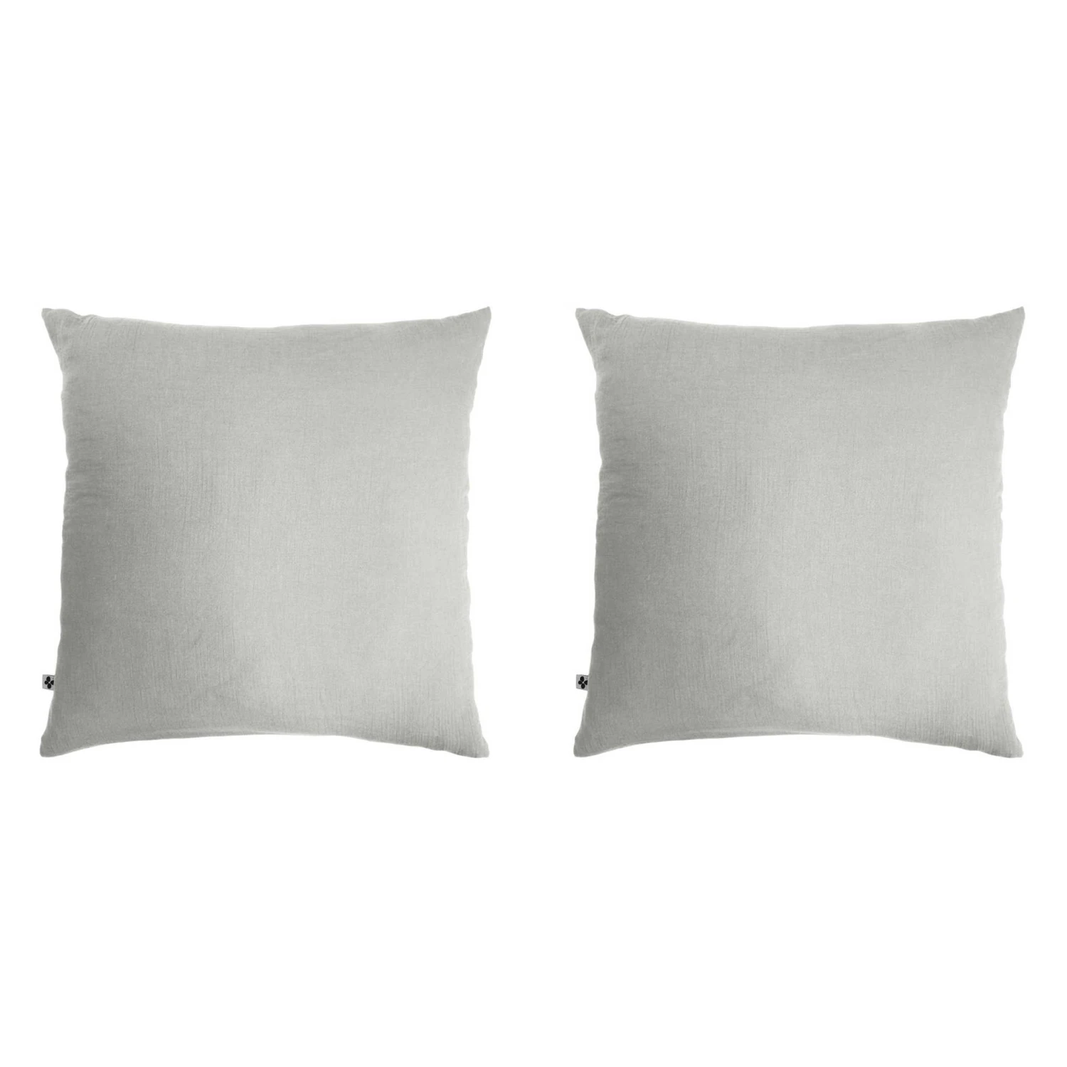 Lot De 2 Taies D'oreillers Double Gaze De Coton Gris 1 Lot De 2 Taies D'oreillers Double Gaze De Coton Gris