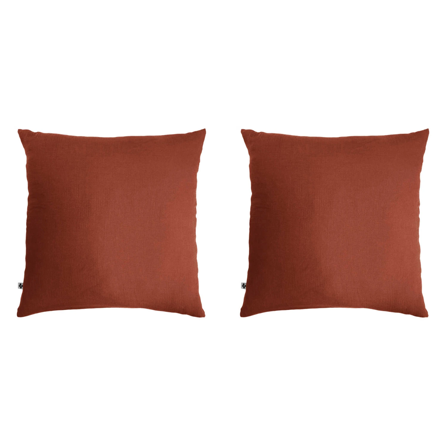 Lot De 2 Taies D'oreillers Double Gaze De Coton Orange Terracotta 1 Lot De 2 Taies D'oreillers Double Gaze De Coton Orange Terracotta