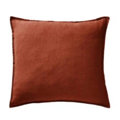 Taie D'oreiller Lin Lavé -Lematelas Soldes Boutique taie oreiller soline carr paprika fond blanc