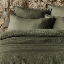 Taie D'oreiller Lin Lavé -Lematelas Soldes Boutique taie oreiller soline kaki zoom 2