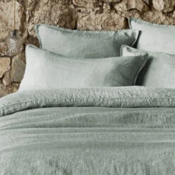 Taie D'oreiller Lin Lavé -Lematelas Soldes Boutique taie oreiller soline vert zoom 2