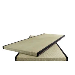 Lit Futon Style Japonais En Bois Massif Noir + Tatami -Lematelas Soldes Boutique tatami fond blanc 1