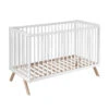 Lit Bébé En Bois Massif Blanc Avec Sommier Réglable En Hauteur 60x120