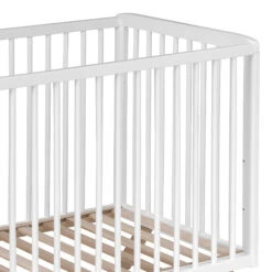 Lit Bébé En Bois Massif Blanc Avec Sommier Réglable En Hauteur 60x120 -Lematelas Soldes Boutique teresa blanc fond blanc 3
