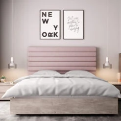 Tête De Lit Déco Tissu Aspect Bombé Vieux Rose -Lematelas Soldes Boutique tete de lit aspect bombe vieux rose ambiance 2