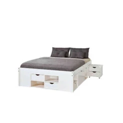 Lit Tiroirs En Bois Massif Blanc Laqué - LT12013 10 Lit Tiroirs En Bois Massif Blanc Laqué - LT12013 -Lematelas Soldes Boutique till 5 fond blanc