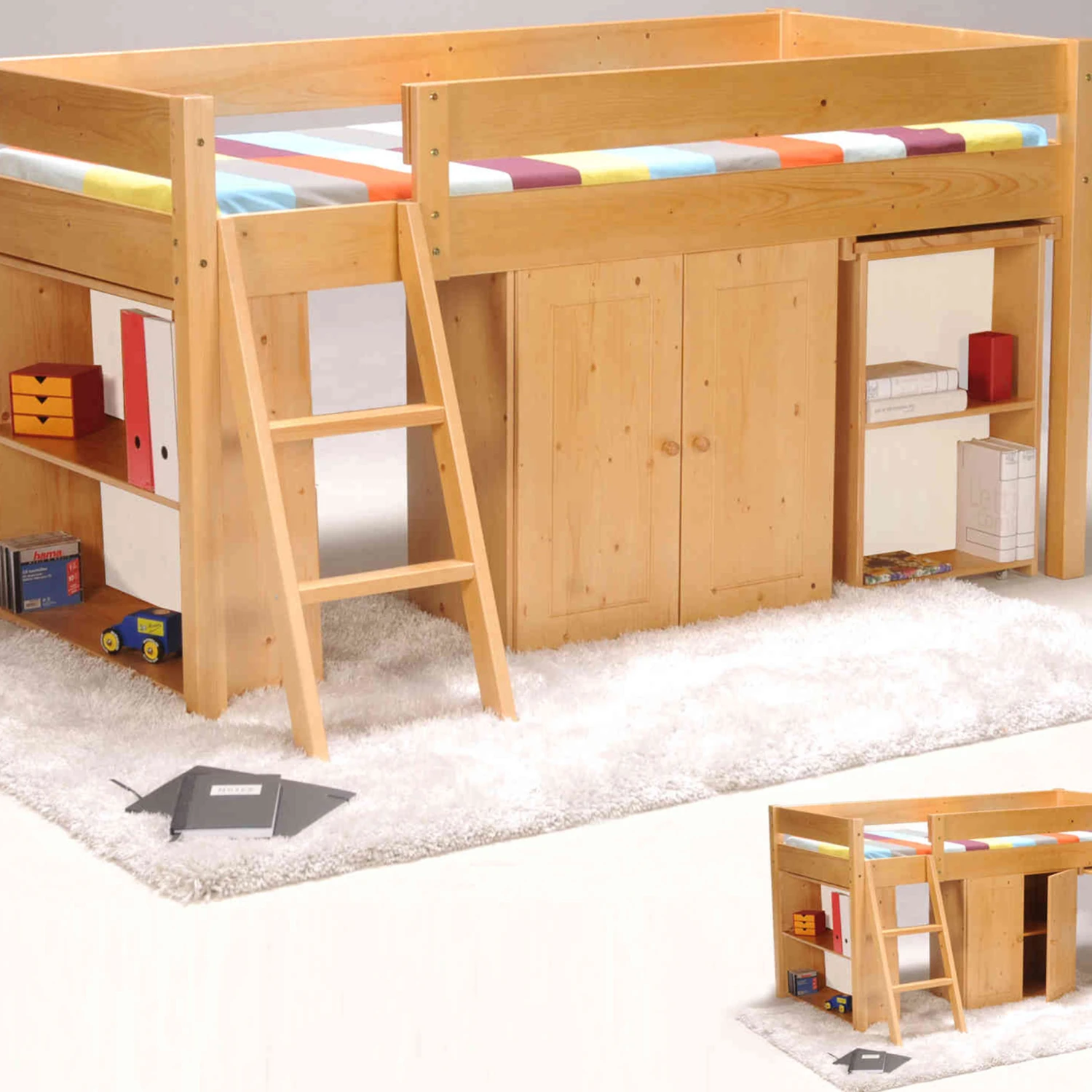 Lit Combiné Enfant Avec Armoire Et Bureau En Bois 90x190 - LT14034 2 Lit Combiné Enfant Avec Armoire Et Bureau En Bois 90x190 - LT14034 – Image 2