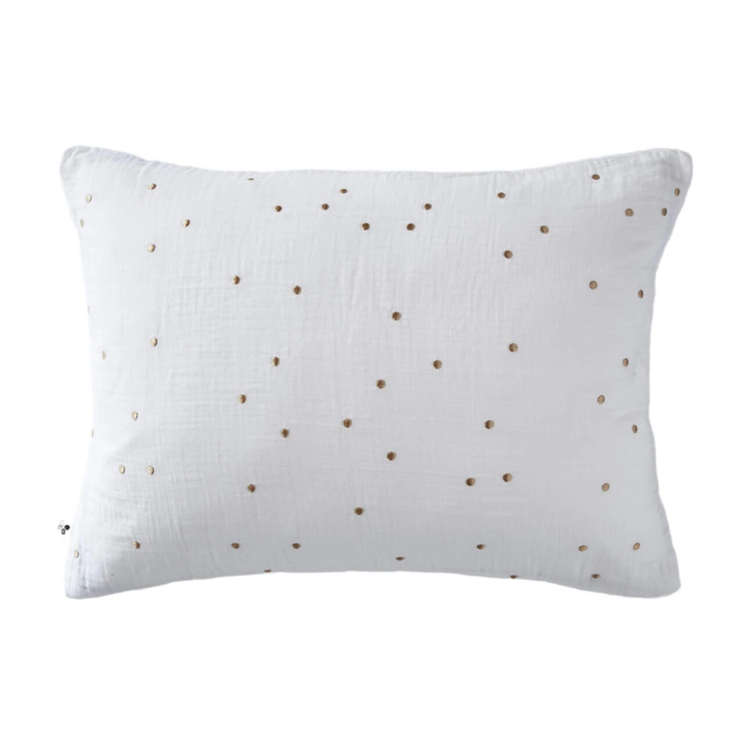 Taie D'oreiller à Pois Brodés Double Gaze De Coton Blanc 2 Taie D'oreiller à Pois Brodés Double Gaze De Coton Blanc – Image 2