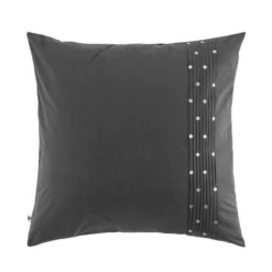 Taie D'oreiller Brodée Plis Religieuses Anthracite