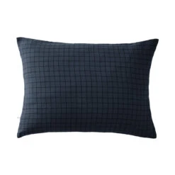 Taie D'oreiller à Carreaux Double Gaze De Coton Marine -Lematelas Soldes Boutique to mix marine fond blanc 1