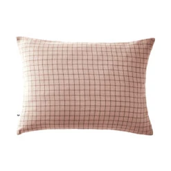 Taie D'oreiller à Carreaux Double Gaze De Coton Rose -Lematelas Soldes Boutique to mix rose fond blanc 1