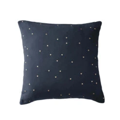 Taie D'oreiller à Pois Brodés Double Gaze De Coton Marine