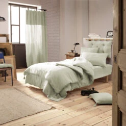 Housse De Couette Double Gaze De Coton Vert D'eau -Lematelas Soldes Boutique vert ambiance 1 2