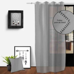 Voilage à œillets Spirit 135x250 Cm -Lematelas Soldes Boutique voile spirit gris 1