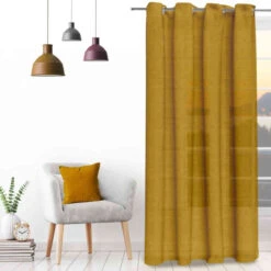 Voilage à œillets Velvet 135x250 Cm -Lematelas Soldes Boutique voile velvet ocre 1