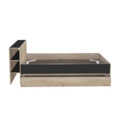 Lit 2 Tiroirs Avec Tête De Lit étagères En Bois 140x190 - LT14018 -Lematelas Soldes Boutique w15web144216noi031 3 fond blanc 1