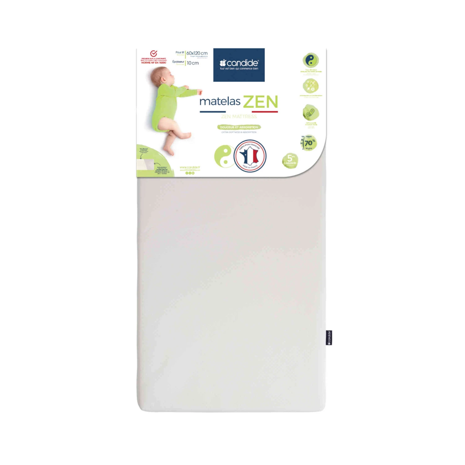 Candide Matelas Bébé Déhoussable ZEN 1 Candide Matelas Bébé Déhoussable ZEN