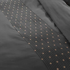 Housse De Couette Brodée Plis Religieuses Anthracite -Lematelas Soldes Boutique zoom agathe anthracite