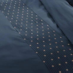 Housse De Couette Brodée Plis Religieuses Marine -Lematelas Soldes Boutique zoom agathe marine